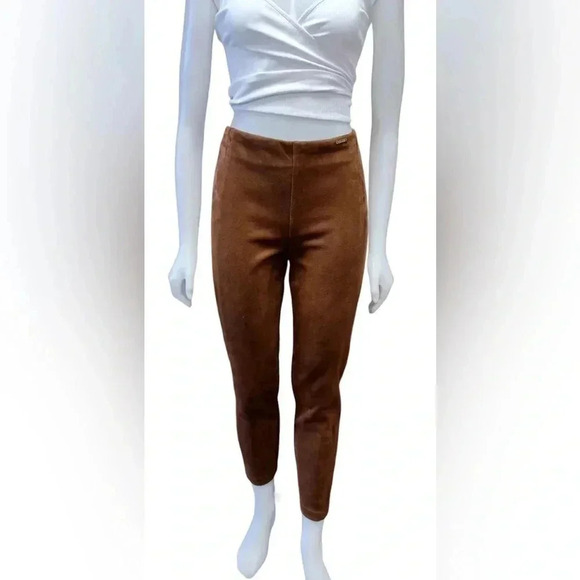 Ivanka Trump Faux  Suede Brown Stretch Pants Size P (12) - Picture 3 of 12